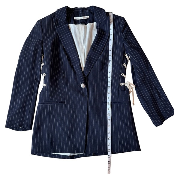 Veronica Beard Taylor Striped Lace-Up Blazer. Size 8. - Picture 11 of 14